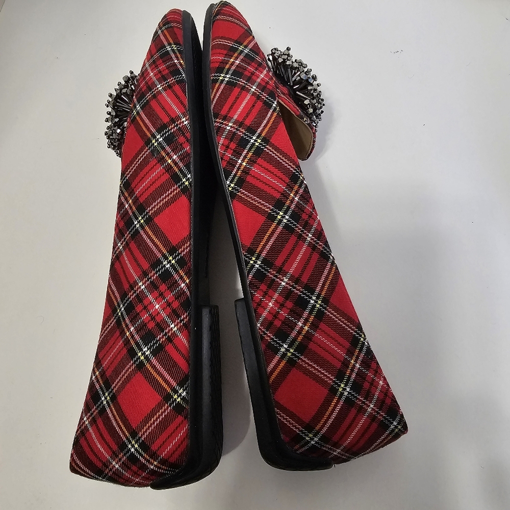 Talbots Francesca Pom-Pom Driving Flats - Tartan Plaid Preppy Classic Shoes 7M - Picture 5 of 8